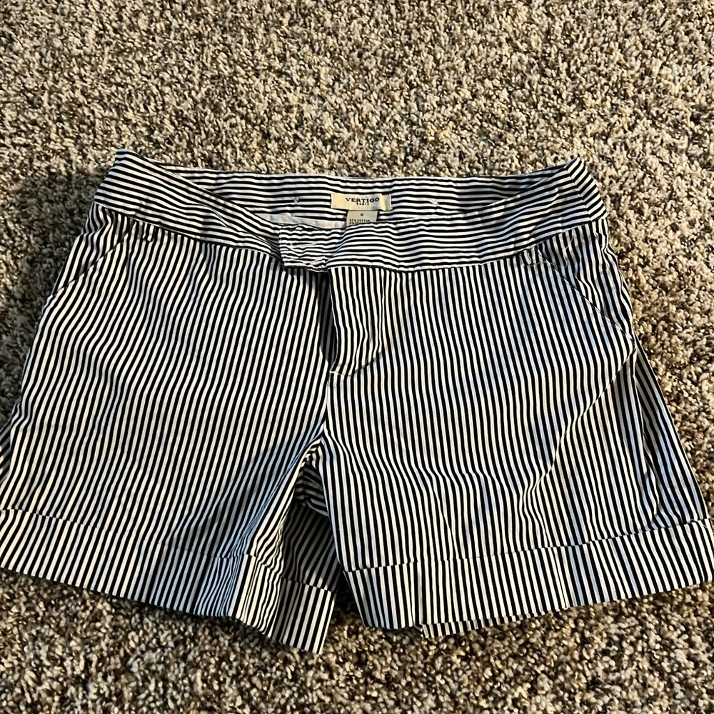Vertigo Paris Black and White Striped Shorts